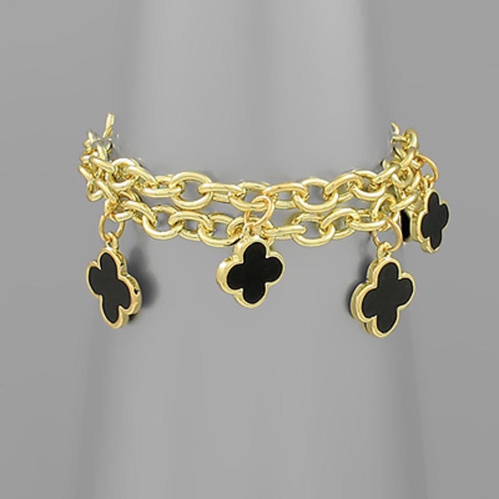 Clover Charm Double Chain Bracelet